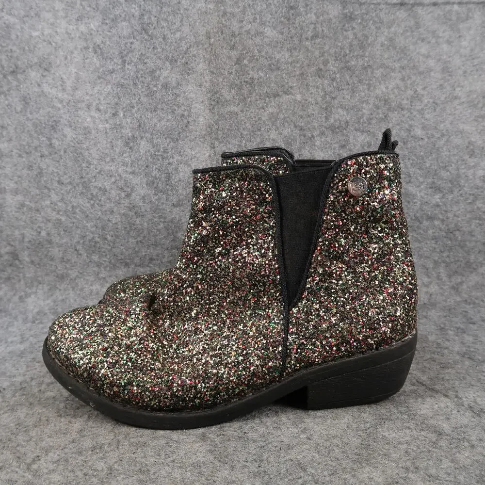 Bebe Girl Shoes Kids 3 Boots Pull On Chelsea Glitter Bootie Block Heel Youth